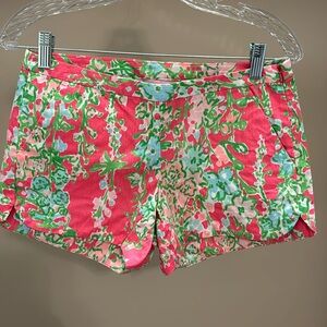 Lilly Pulitzer pink shorts cottage floral print
